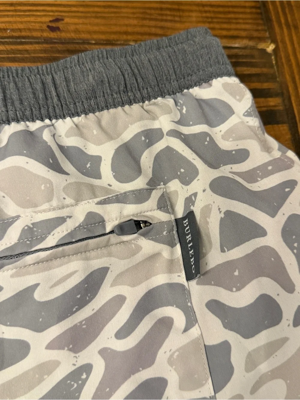 BURLEBO Grey and White Camo Athletic Shorts
